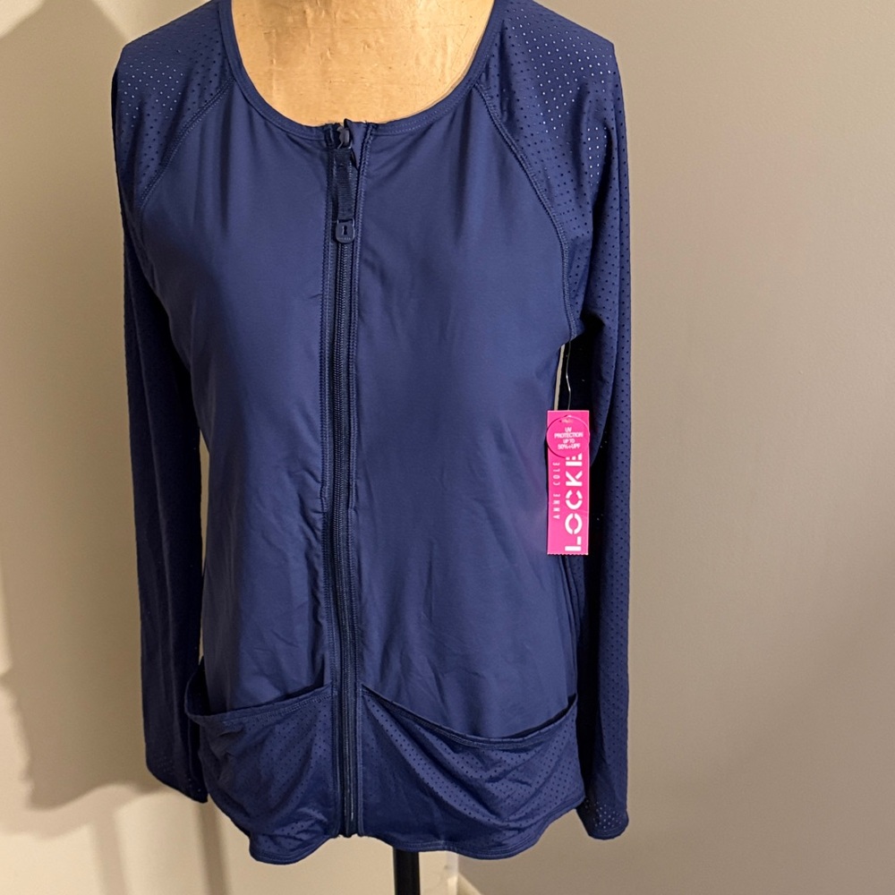 Anne Cole Navy Zip-Up Jacket With skort